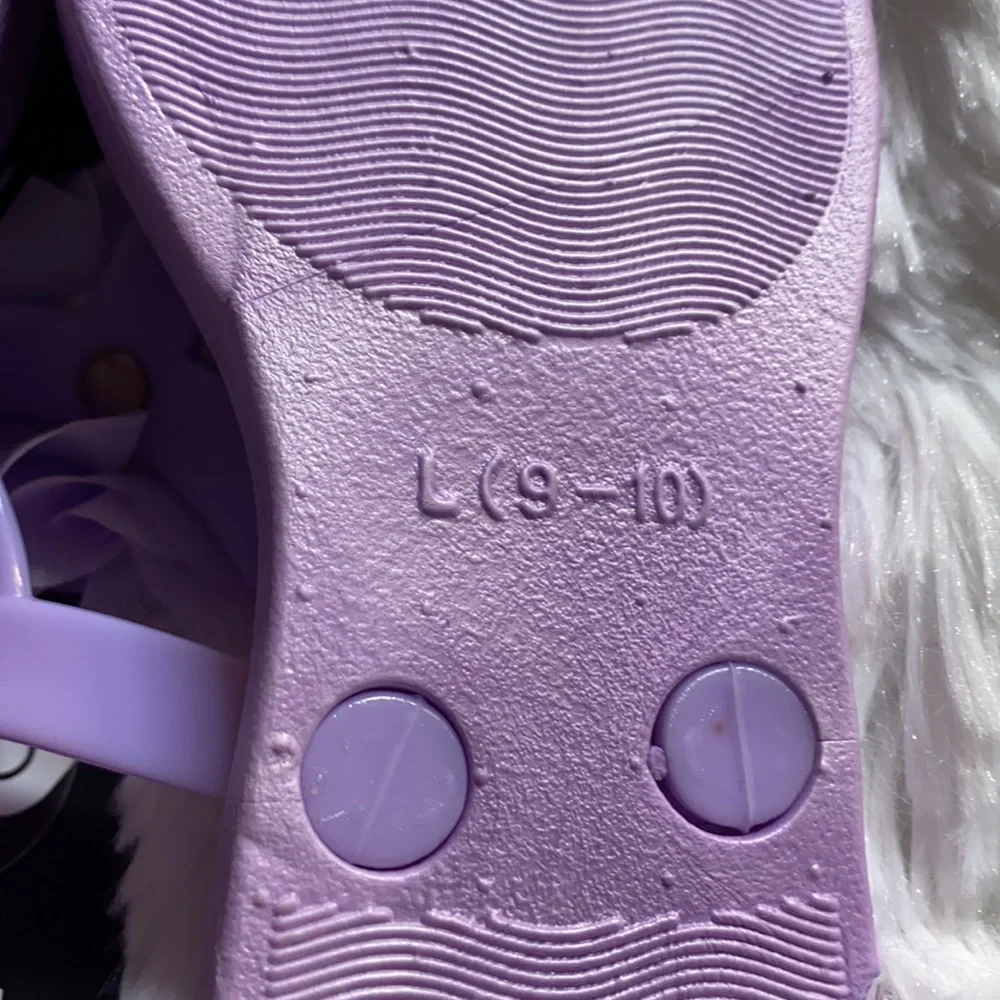 bebe Girls Iridescent Lavender Floral Jelly Sandals